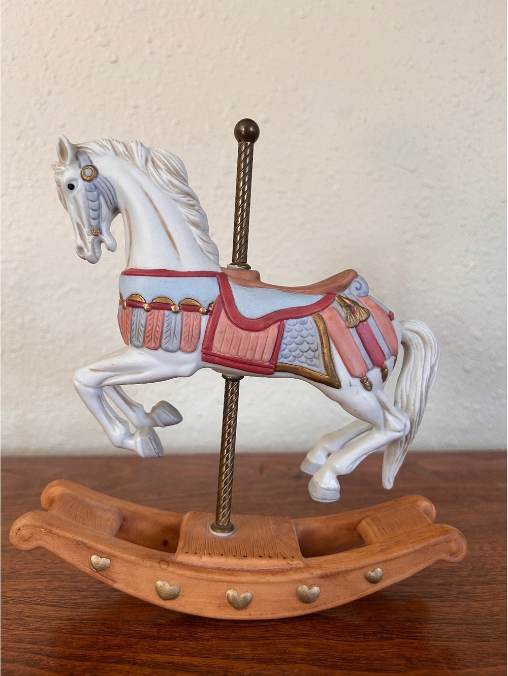 Homco Vintage White Carousel Rocking Horse Figurine